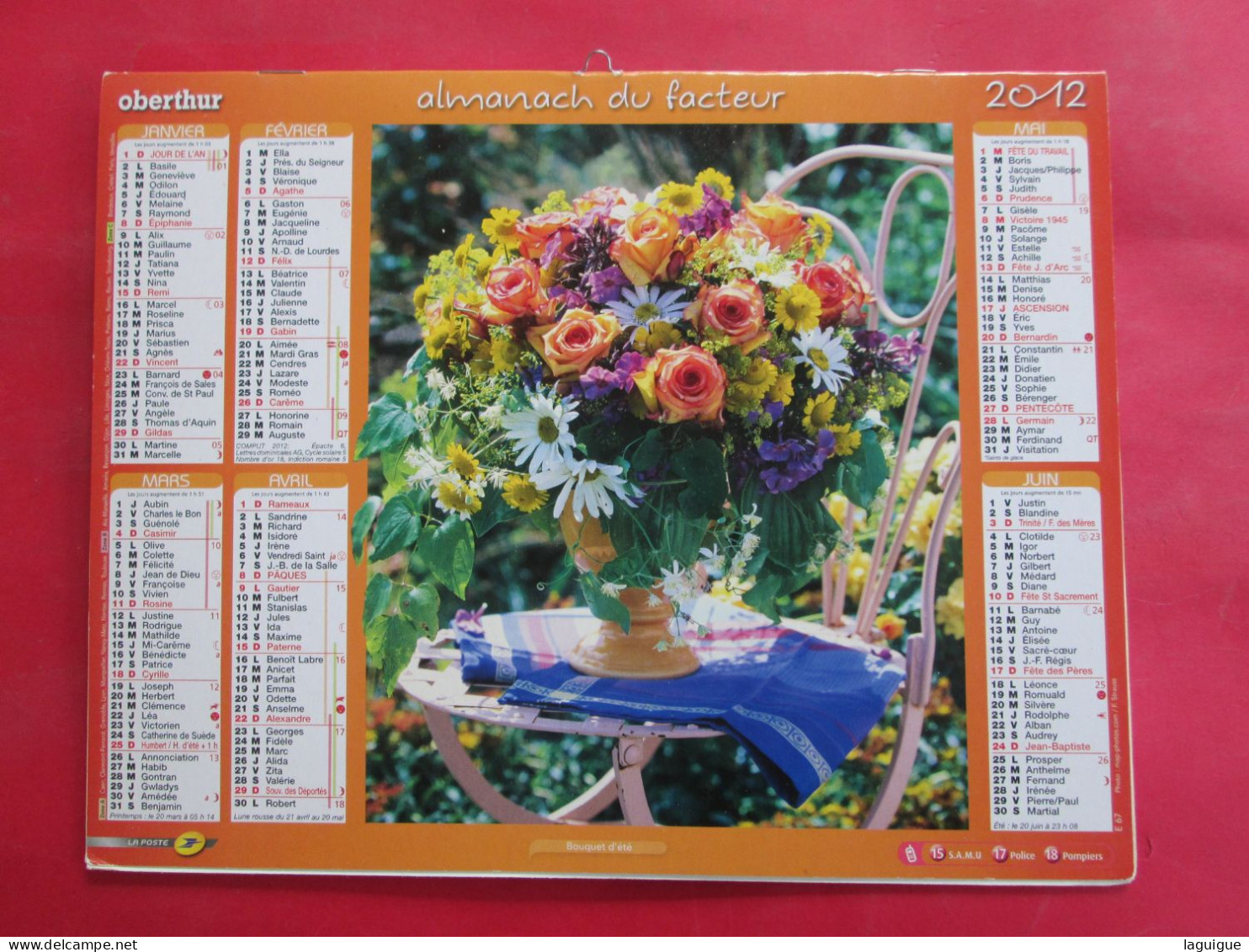 LOT DE 9 CALENDRIERS ALMANACHS BOUQUET DE FLEURS de 1992 à 2012 LAVIGNE OBERTHUR