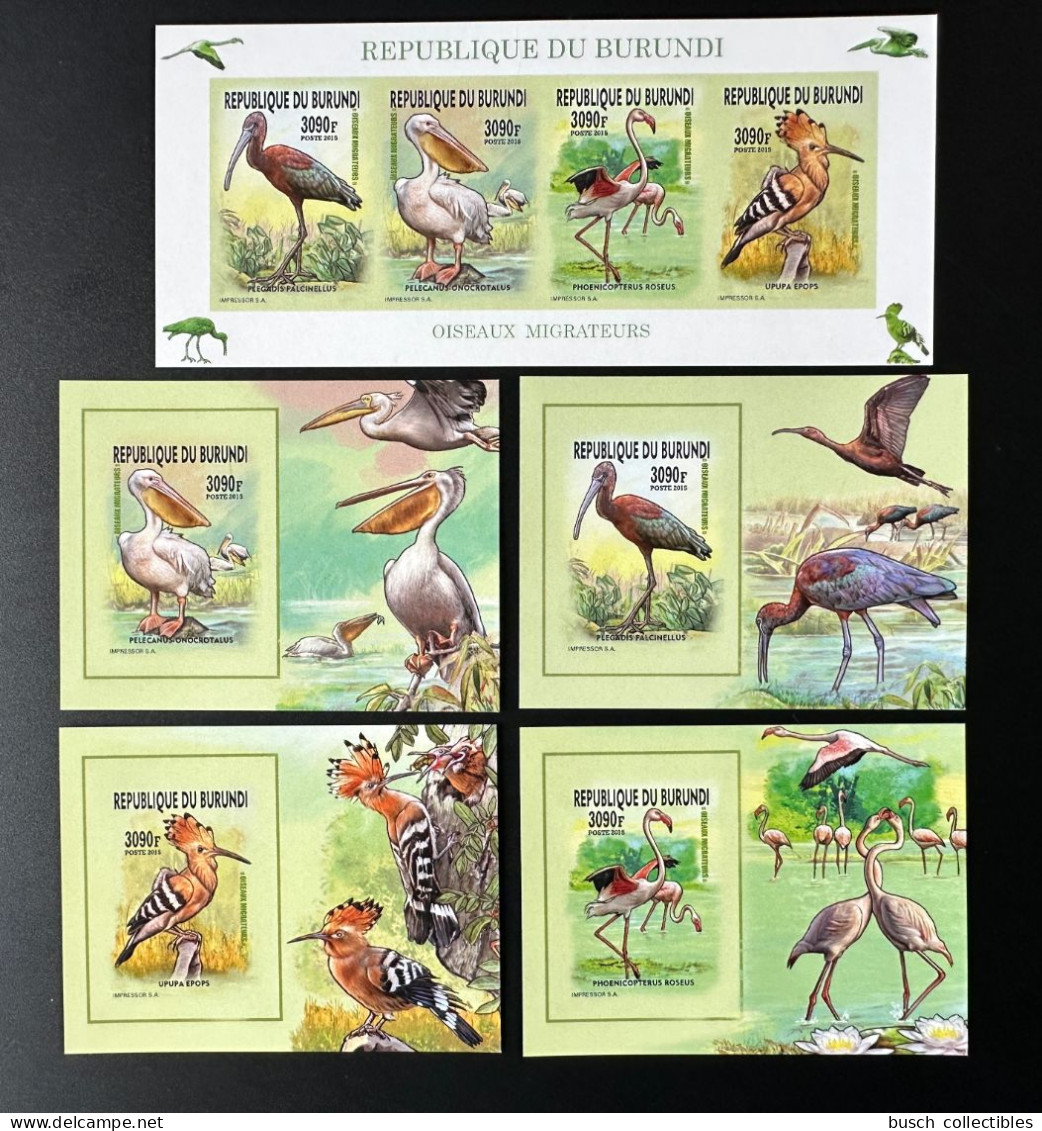 Burundi 2015 / 2016 Mi. M-P 3577 + Bl. ND IMPERF Oiseaux Migrateurs Birds Vogel Echassiers Stelzvögel - Unused Stamps