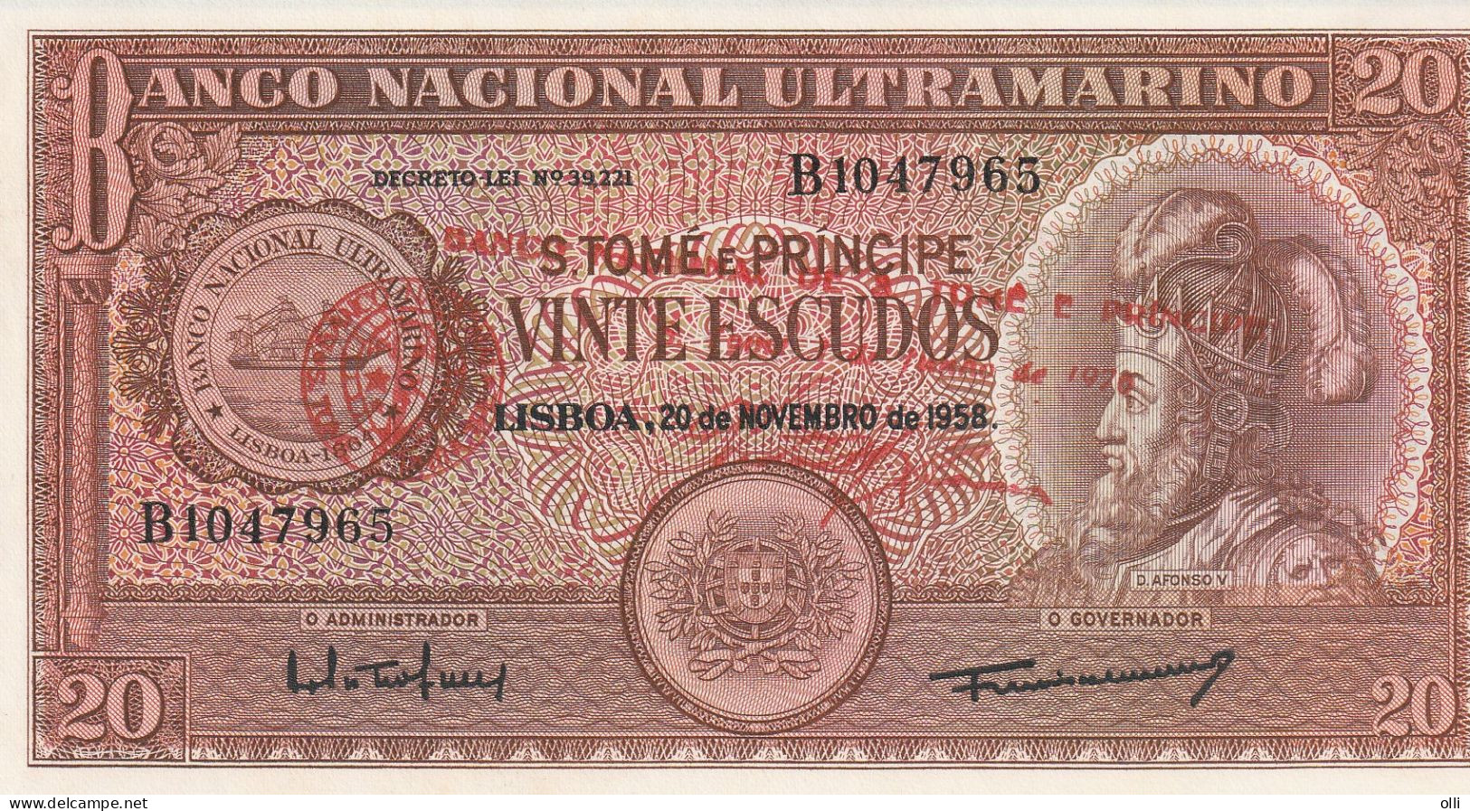 Saint Thomas & Prince, Banco Nacional Ultramarino 20 Escudos 1976 P-44 UNC - Sao Tomé Et Principe