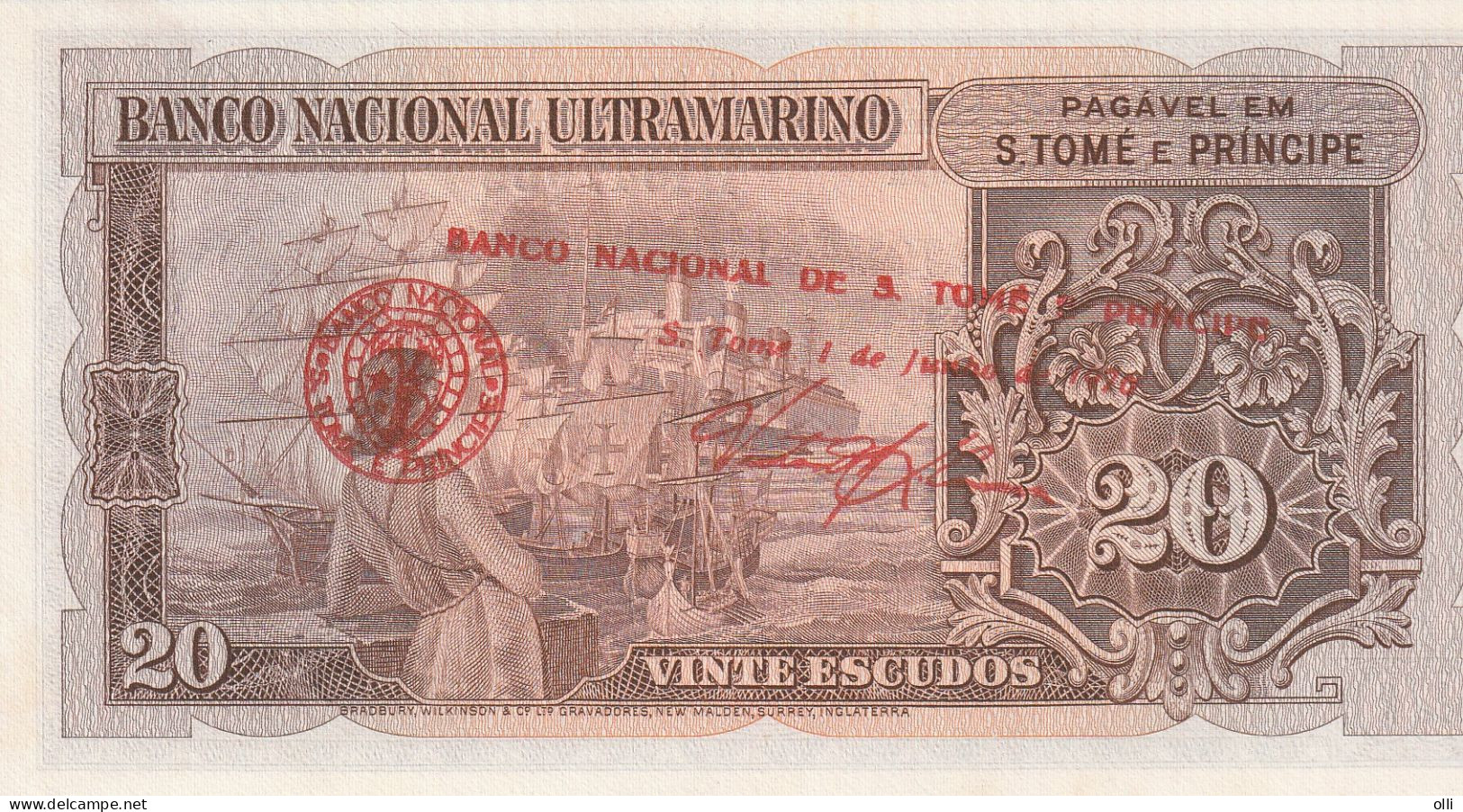 Saint Thomas & Prince, Banco Nacional Ultramarino 20 Escudos 1976 P-44 UNC - São Tomé U. Príncipe