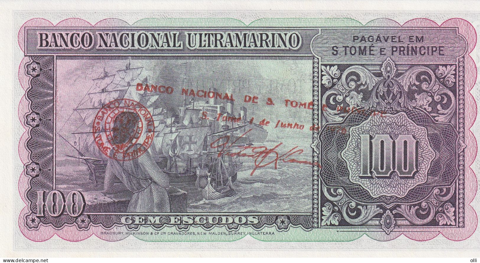 Saint Thomas & Prince, Banco Nacional Ultramarino 100 Escudos 1976 P-46 UNC - San Tomé E Principe