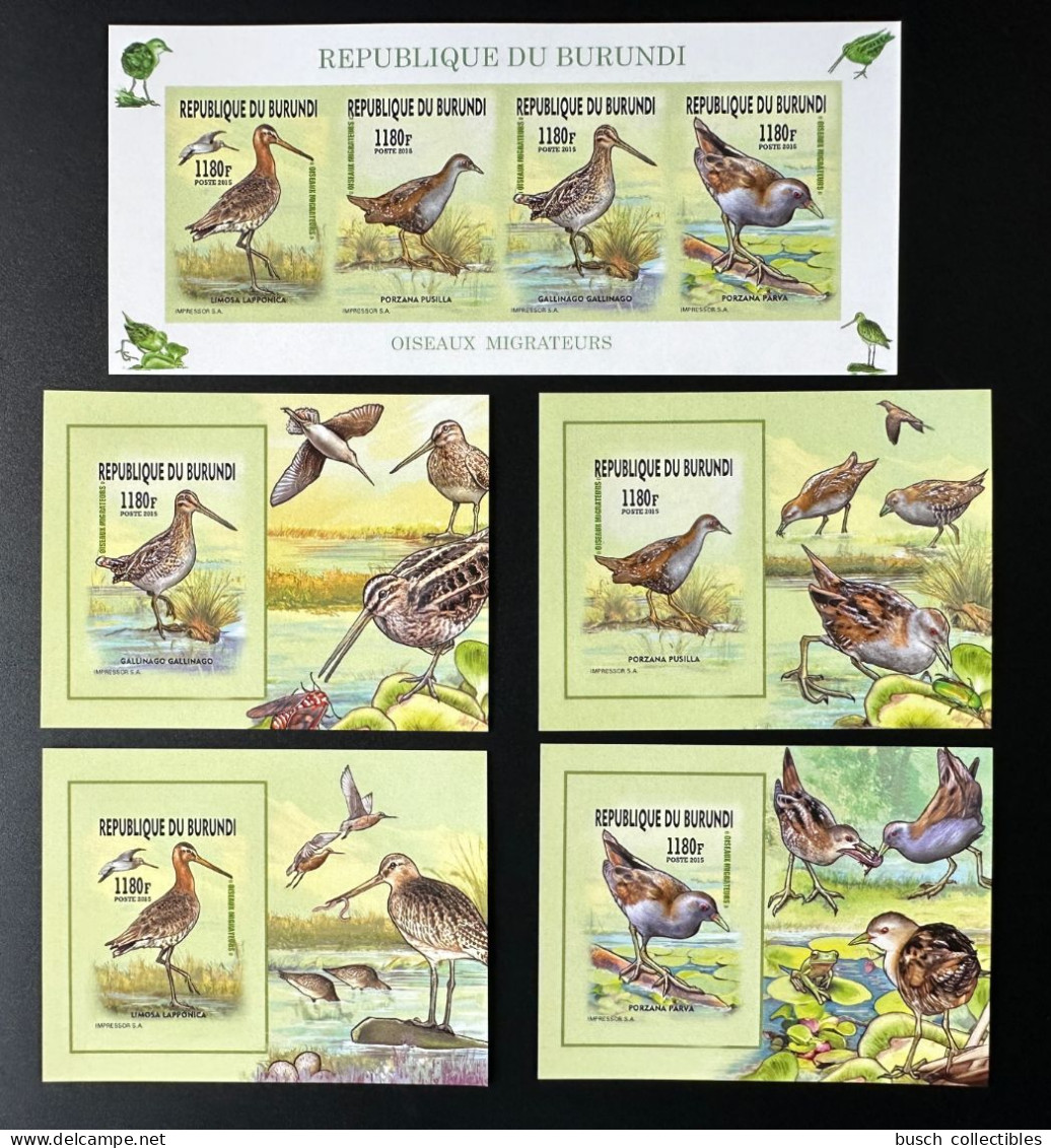 Burundi 2015 / 2016 Mi. A-D 3577 + Bl. ND IMPERF Oiseaux Migrateurs Birds Vogel - Unused Stamps