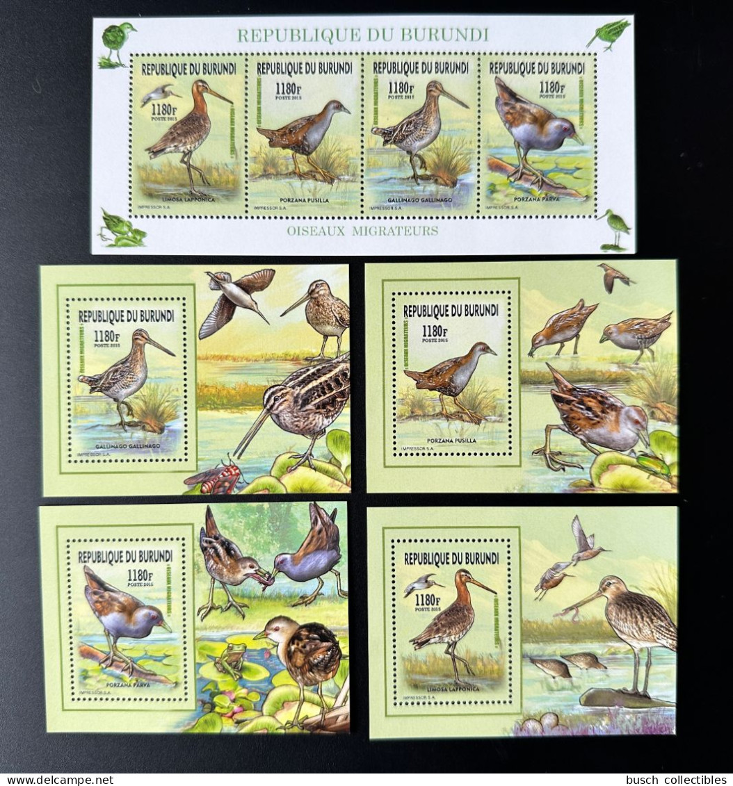 Burundi 2015 / 2016 Mi. A-D 3577 + Bl. Oiseaux Migrateurs Birds Vogel - Unused Stamps