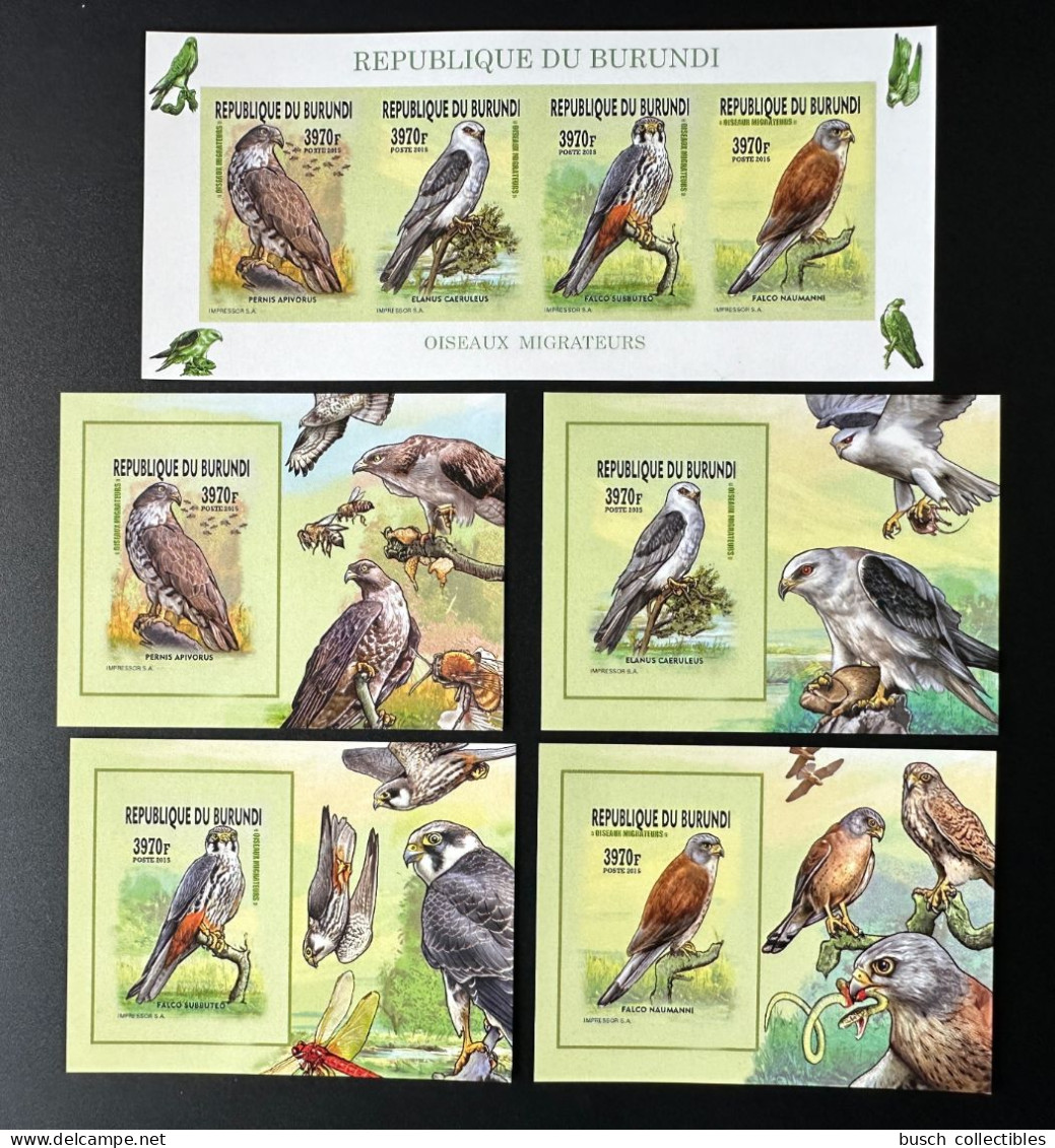 Burundi 2015 / 2016 Mi. AE-AH 3577 + Bl. ND IMPERF Oiseaux Migrateurs Birds Vogel Rapaces Birds Of Prey Greifvögel - Unused Stamps