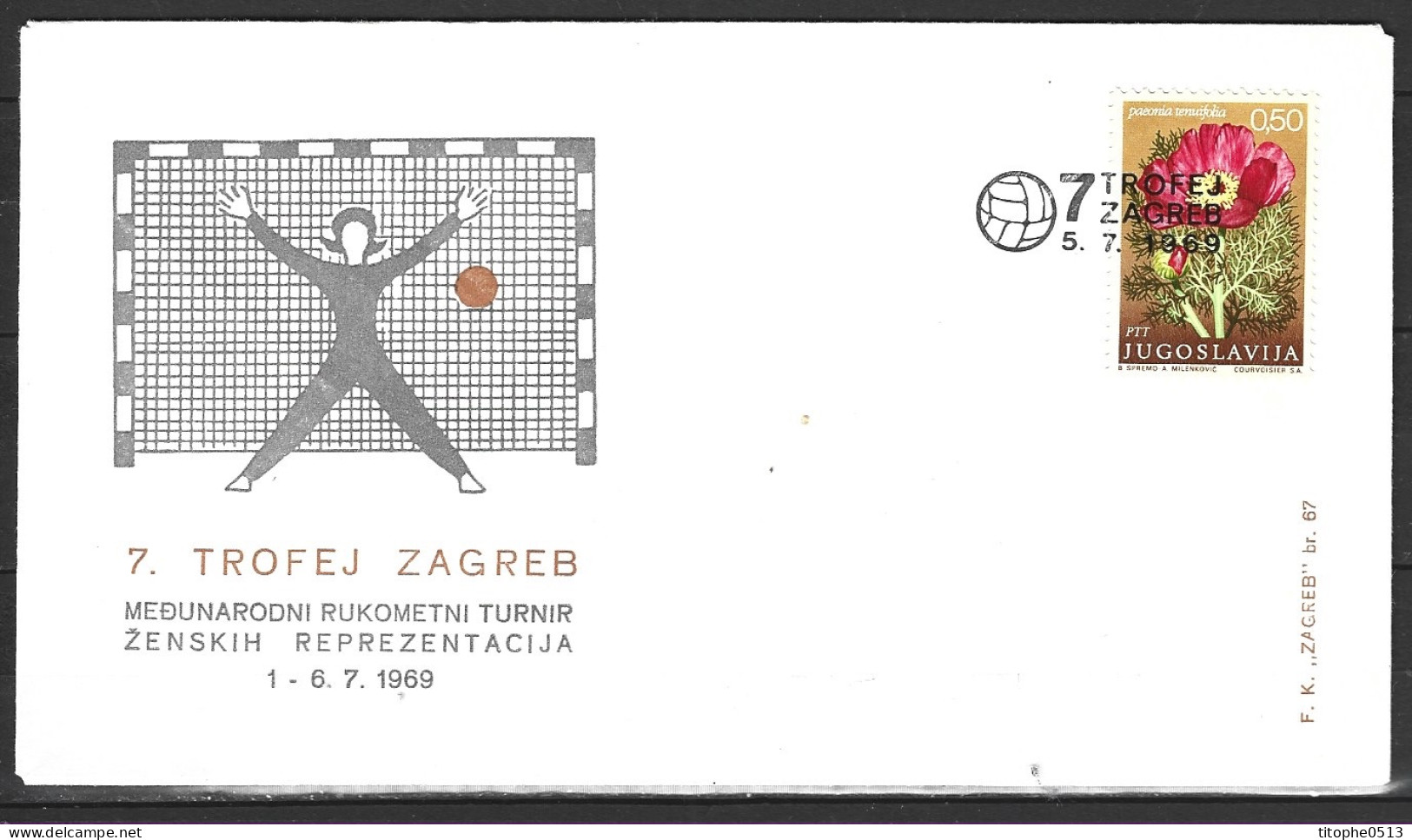 YOUGOSLAVIE. Enveloppe Commémorative De 1969. Tournoi De Hand-ball De Zagreb. - Balonmano