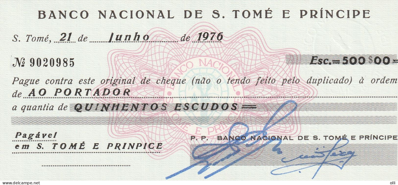 SAINT THOMAS AND PRINCE BEARER CHECK 1976 P-50 UNC - São Tomé U. Príncipe