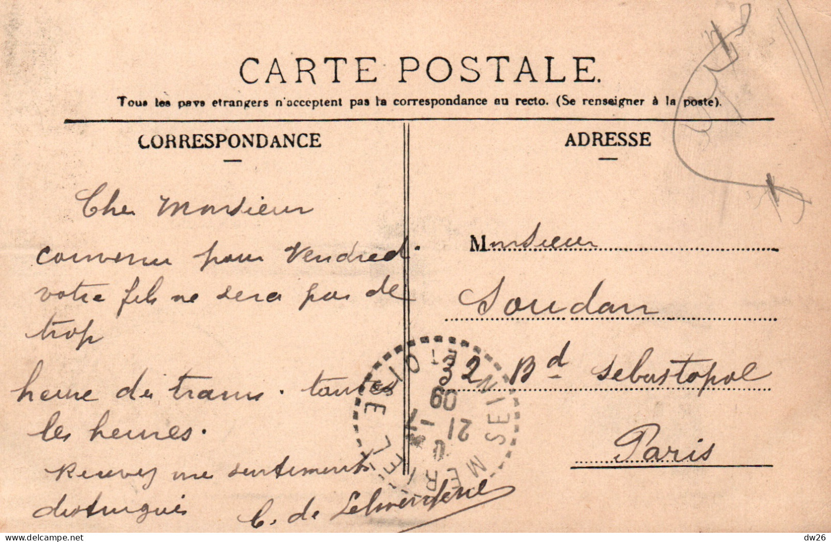 Mériel (Seine-et-Oise, 95) Vue Générale Prise De La Voie Ferrée Carte De 1909 - Meriel