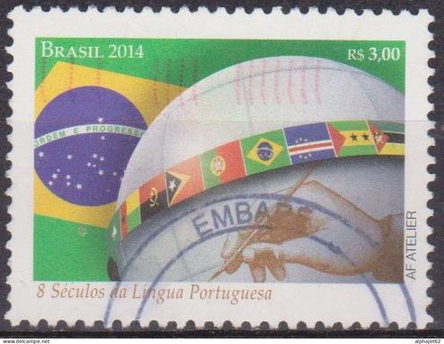 Drapeau, Globe - BRESIL - Langue Portugaise - N° 3326 - 2014 - Used Stamps