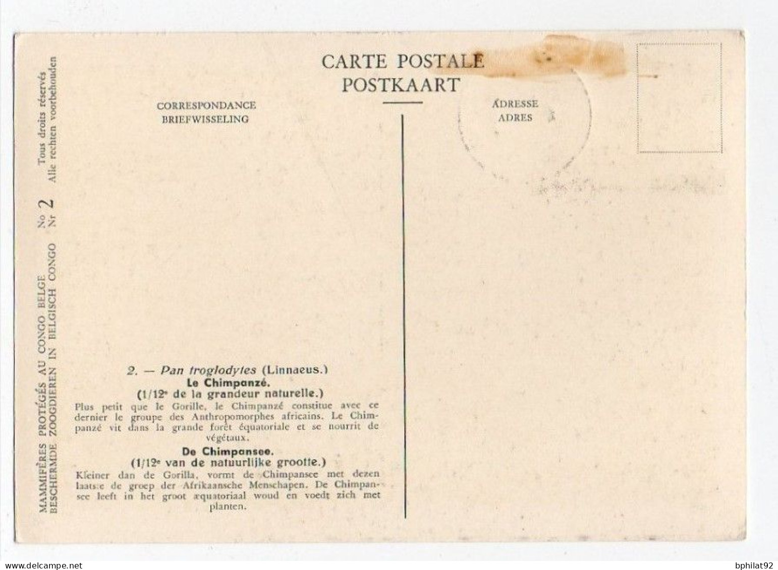 !!! AOF CARTE MAXIMUM CHIMPANZE CACHET DE DAKAR DU 2/5/1955 - Lettres & Documents