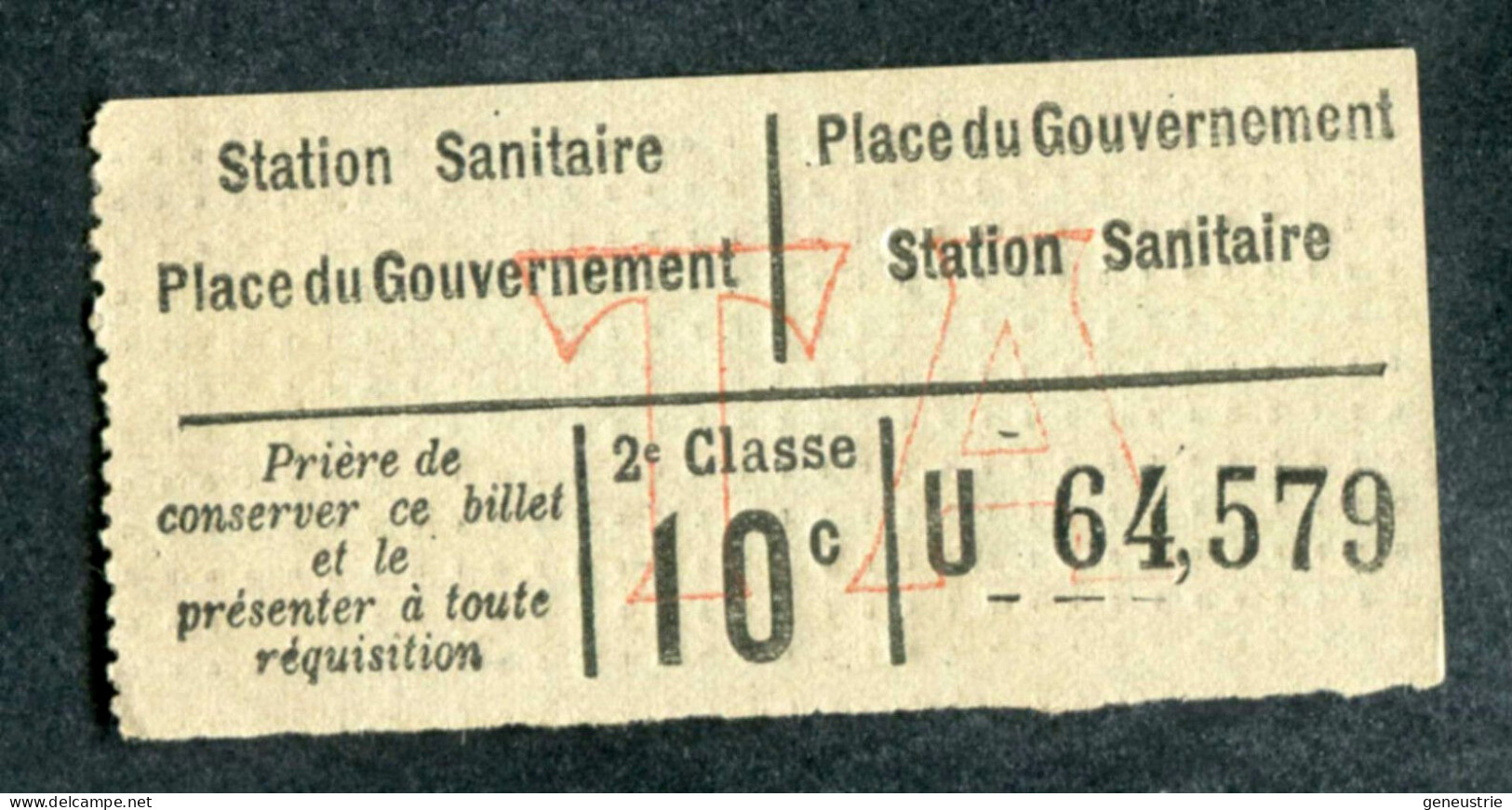 Ticket Tramway Alger Début XXe "Sté Des Tramways Algériens" Billet Tram Algérie - Monde