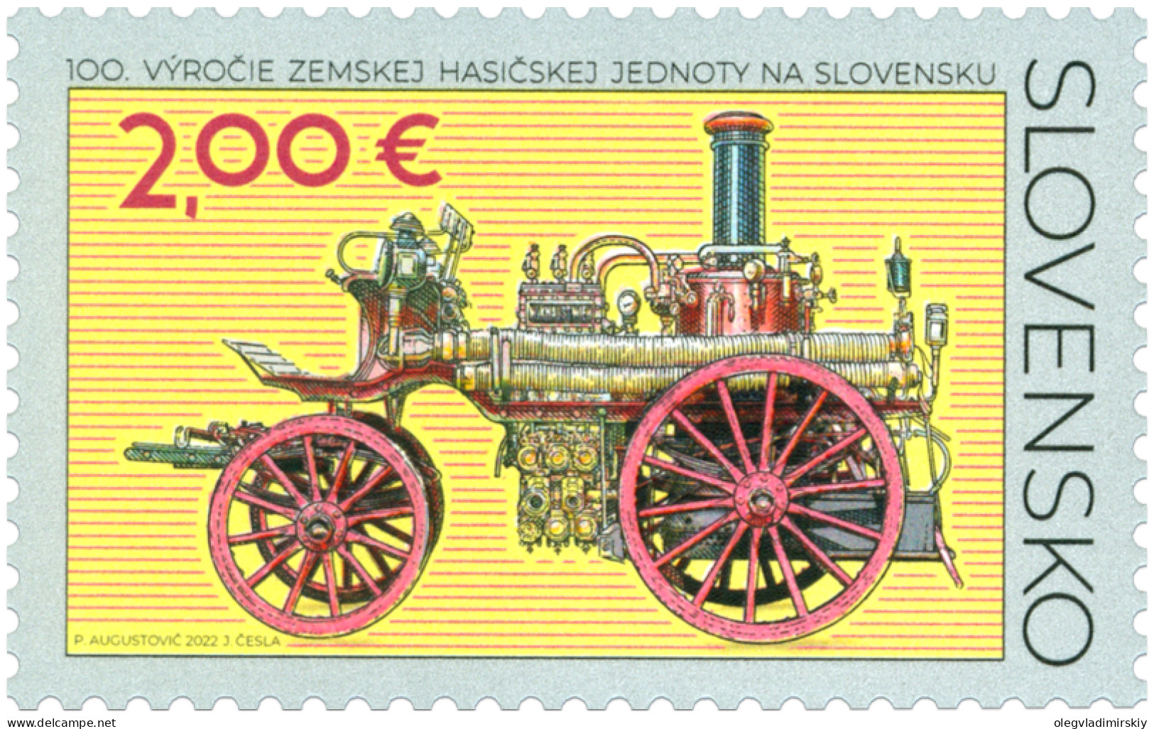 Slovakia 2022 100th Ann Of The National Firefighters Union Stamp Mint - Postkoetsen