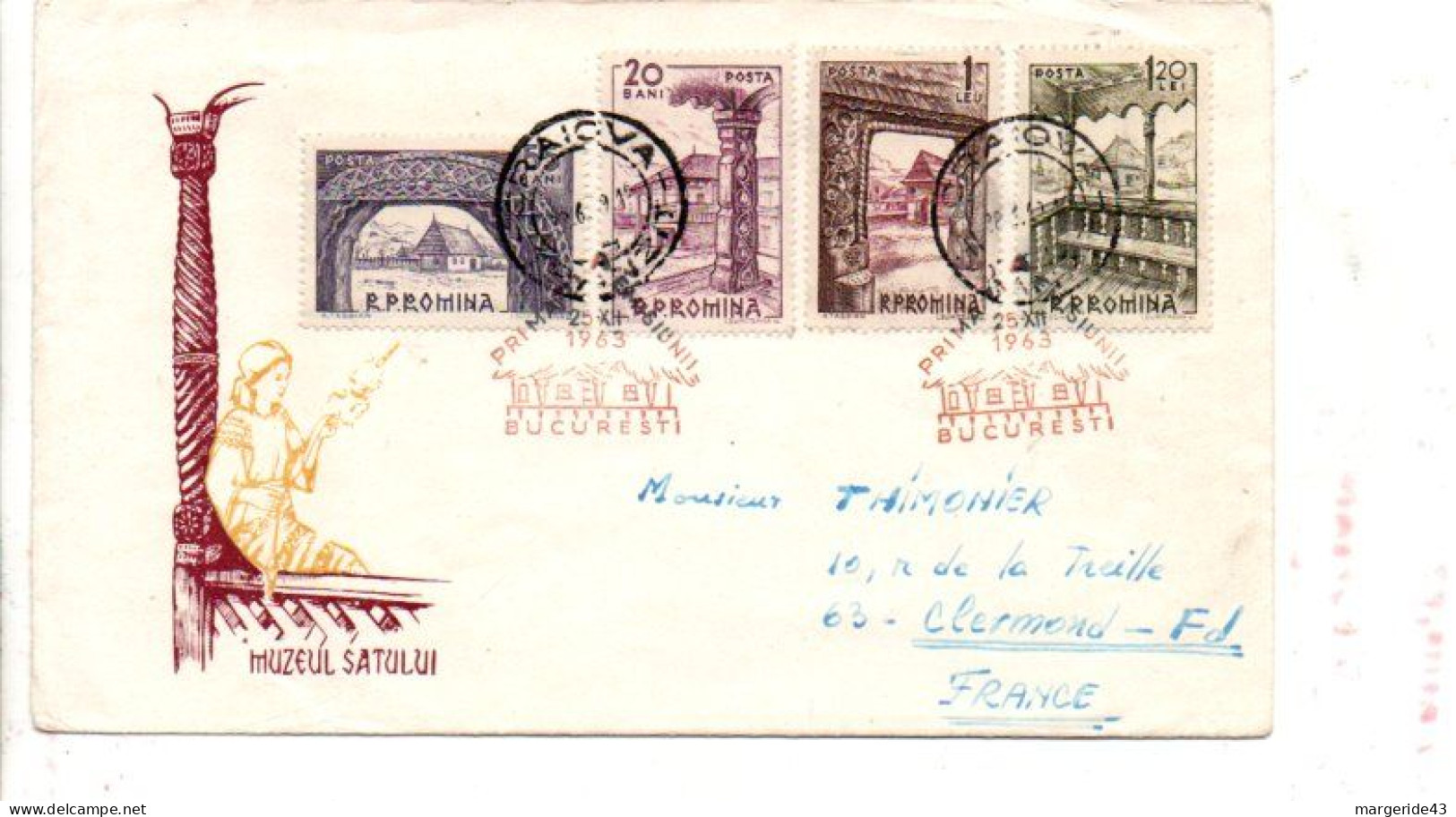 ROUMANIE AFFRANCHISSEMENT COMPOSE SUR LETTRE POUR LA FRANCE 1969 - Storia Postale