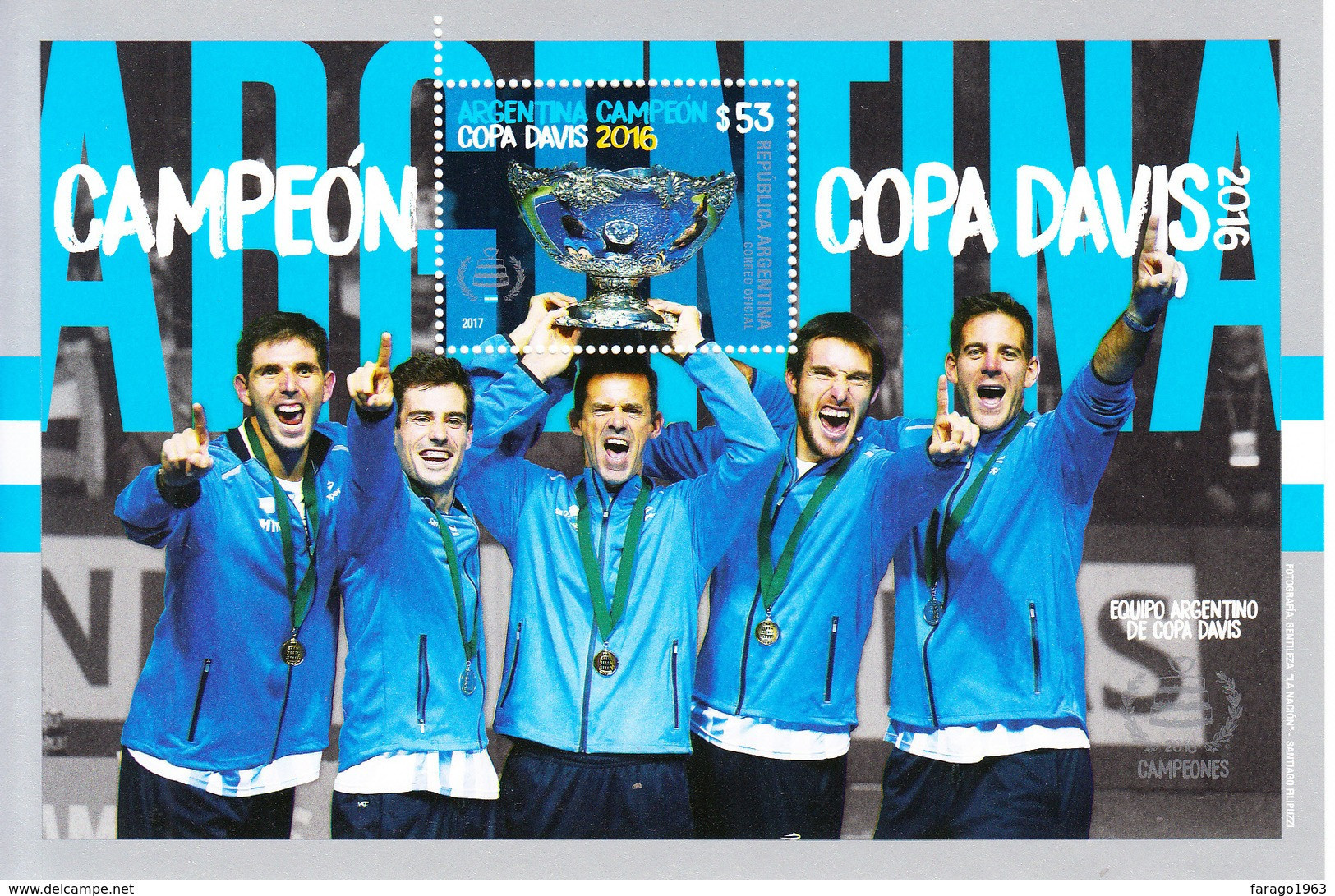 2017 Argentina Davis Cup Tennis Winners Souvenir Sheet MNH - Nuevos