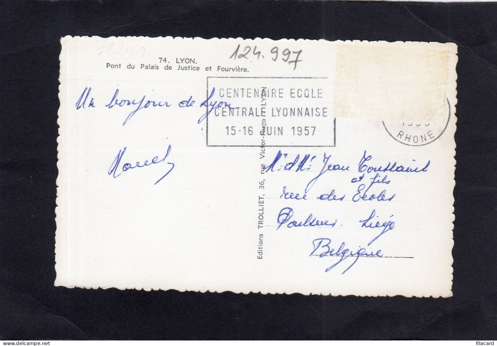 124997       Francia,    Lyon,    Pont  Du  Palais  De  Justice  Et  Fourviere,   VGSB   1957 - Lyon 7