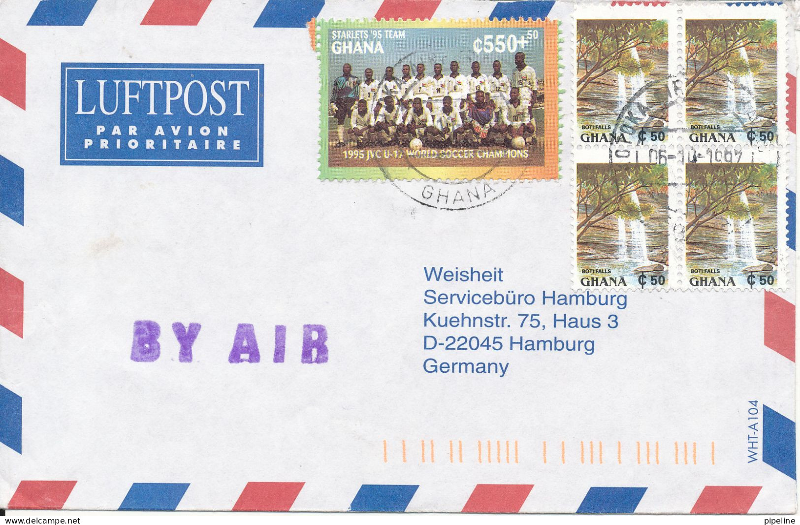 Ghana Air Mail Cover Sent To Germany 6-10-1997 Topic Stamp Soccer - Football - Ghana (1957-...)