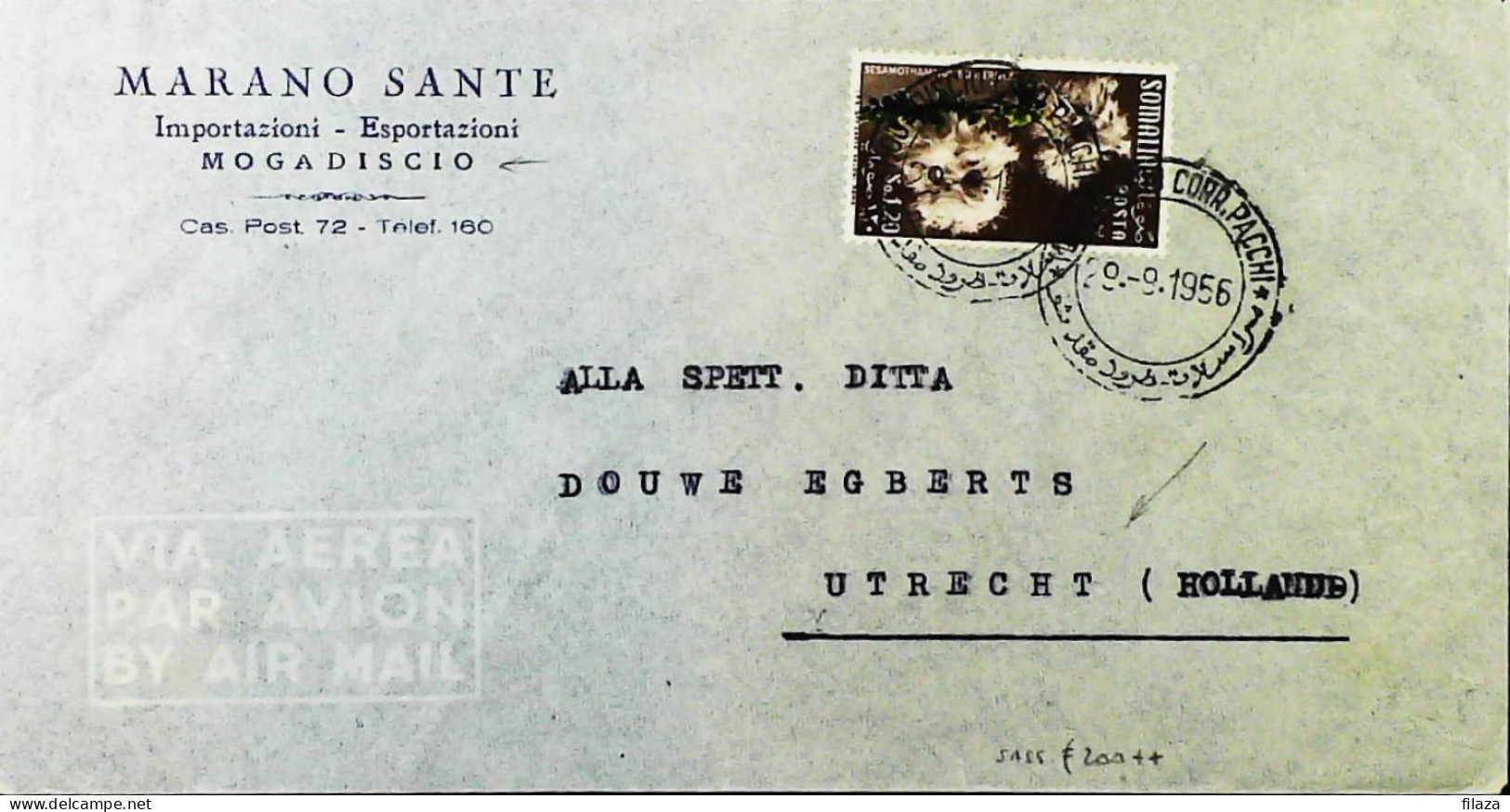 ITALIA - SOMALIA AFIS Lettera Per OLANDA 1956 - S6023 - Somalia (AFIS)
