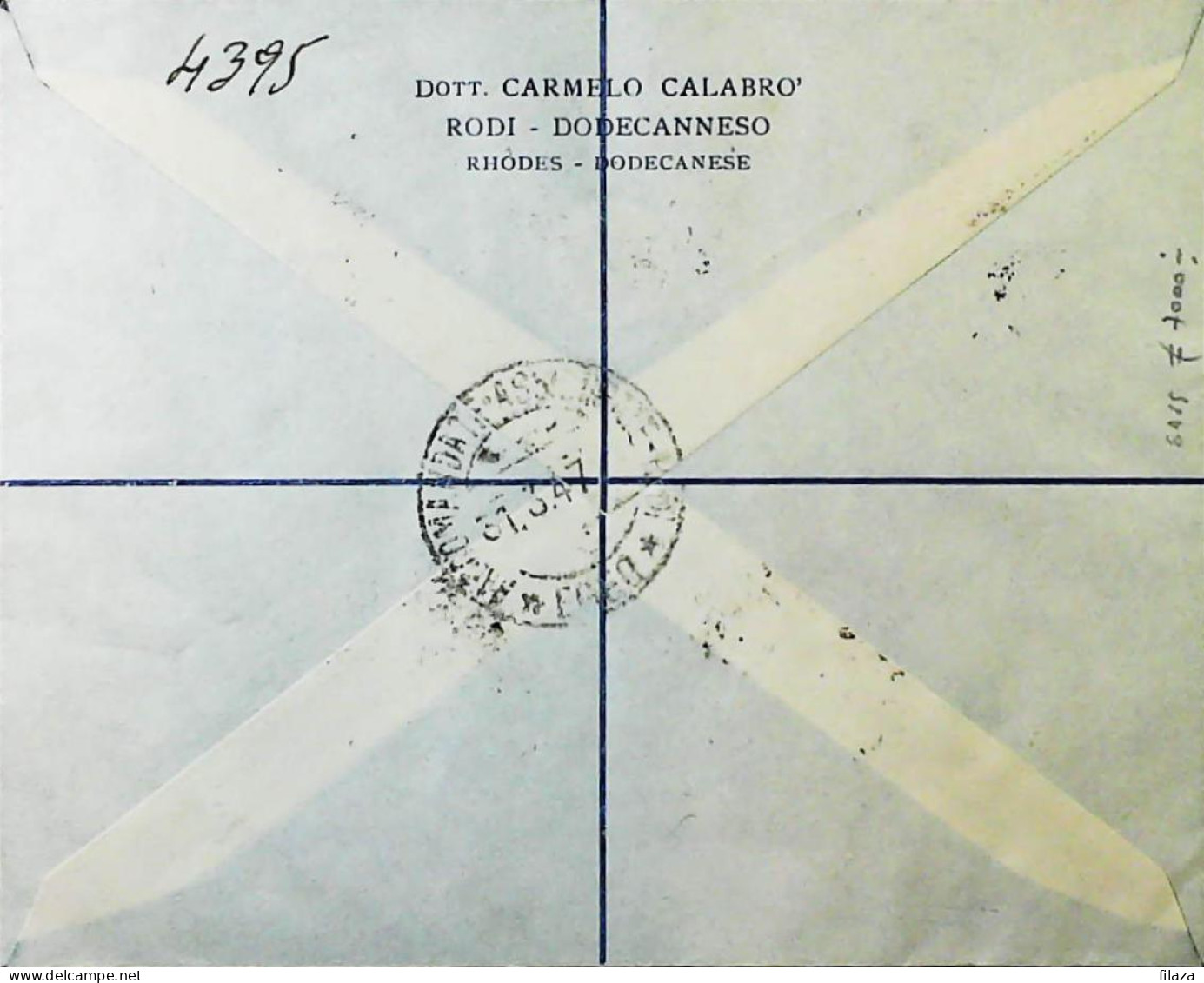 ITALIA - COLONIE OCCUPAZIONE BRITANNICA - M.E.F. - Lettera Da RODI 1947- S6043 - British Occ. MEF