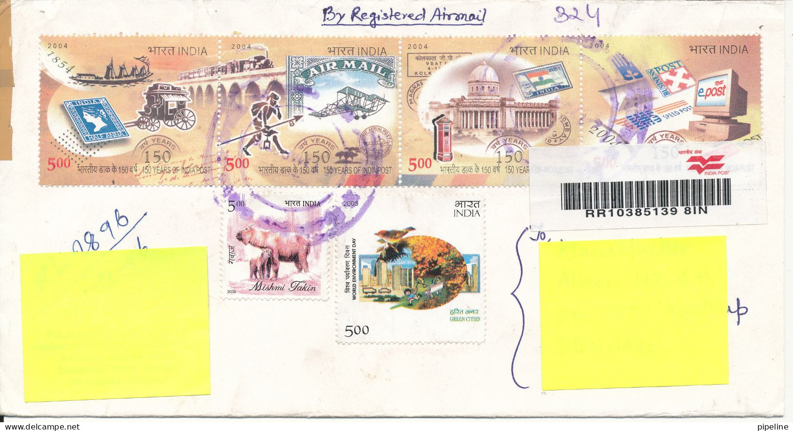 India Registered Cover Sent Air Mail To Denmark 21-3-2006 With More Topic Stamps - Briefe U. Dokumente