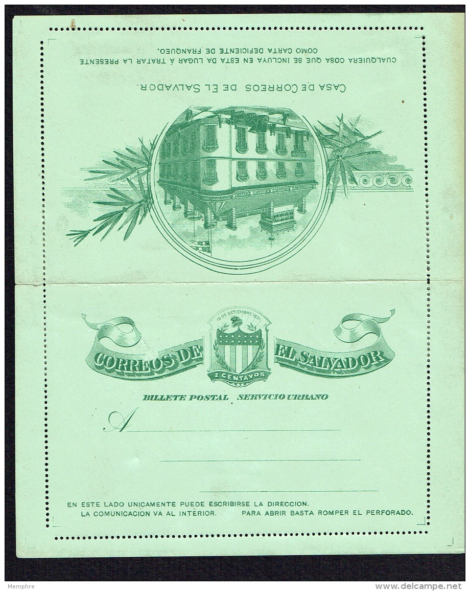 El Salvador  Postal Stationery  1895  Letter Card  2 Cent. - El Salvador