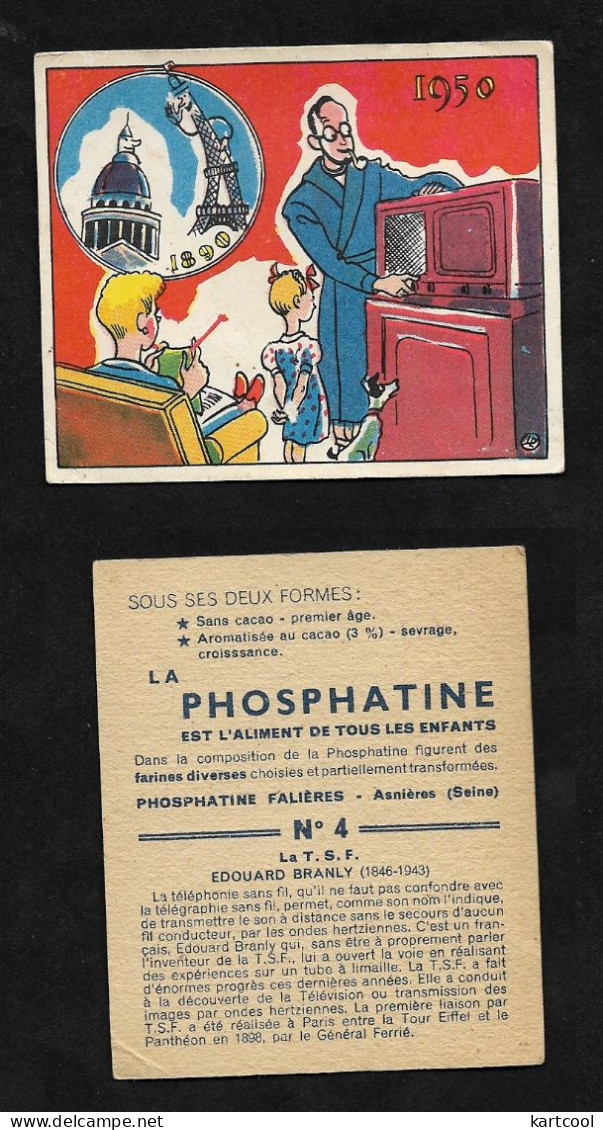 Image Chromo TSF Téléphone Radio Edouard Branly Paris Tour Eiffel Publicité Phosphatine Aliment Pour Enfant - Autres & Non Classés