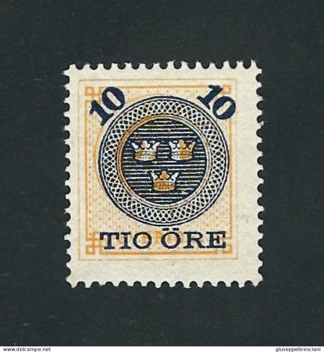 SVEZIA 1889 - Provvisori (Tre Corone In Un Cerchio) - 10 ö Su 24 ö Giallo - MNH - Un/Yv 40 - Ongebruikt