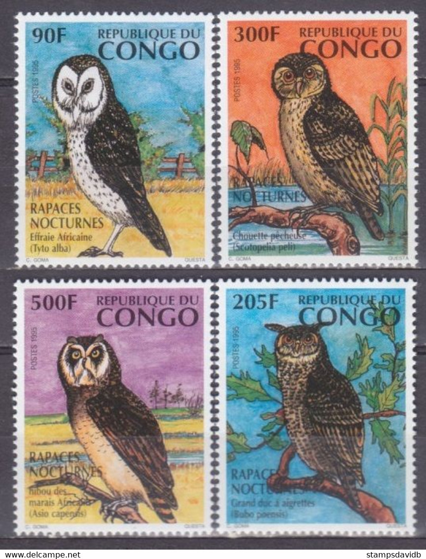 1996	Congo Brazzaville	1458-1461	Birds / Owl	8,00 € - Hiboux & Chouettes