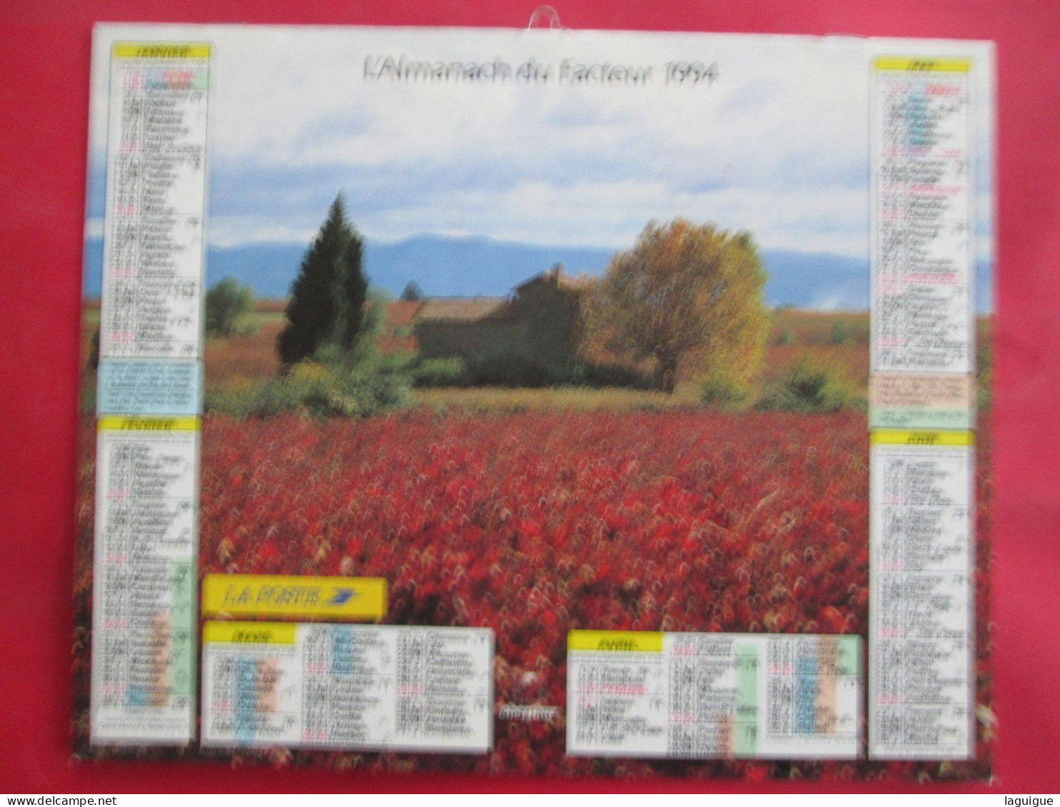 CALENDRIER ALMANACH 1994 ST CHELY DU TARN LOZERE AUDE MINERVOIS OBERTHUR - Tamaño Grande : 1991-00