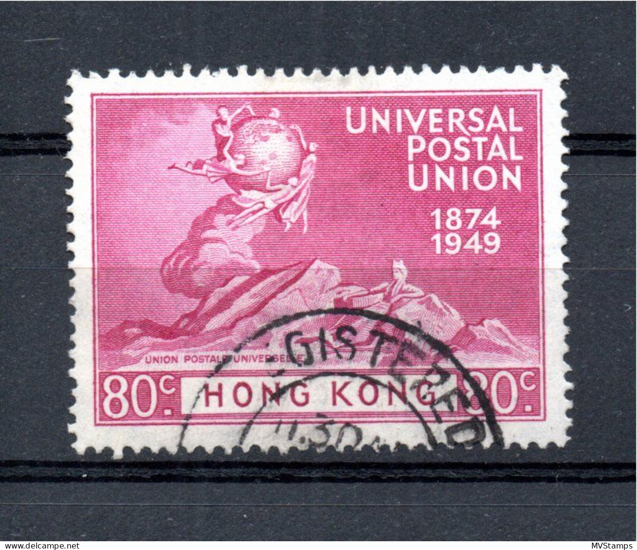Hong Kong 1949 Old 80 Cents UPU Stamp (Michel 176) Nice Used - Usados