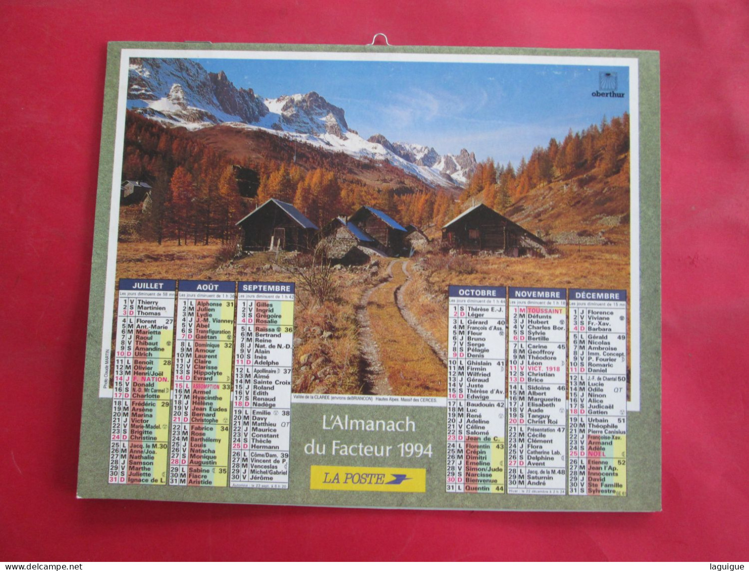 CALENDRIER ALMANACH 1994 LA MEIGE VALLEE DE LA CLAREE HAUTES ALPES OBERTHUR - Groot Formaat: 1991-00