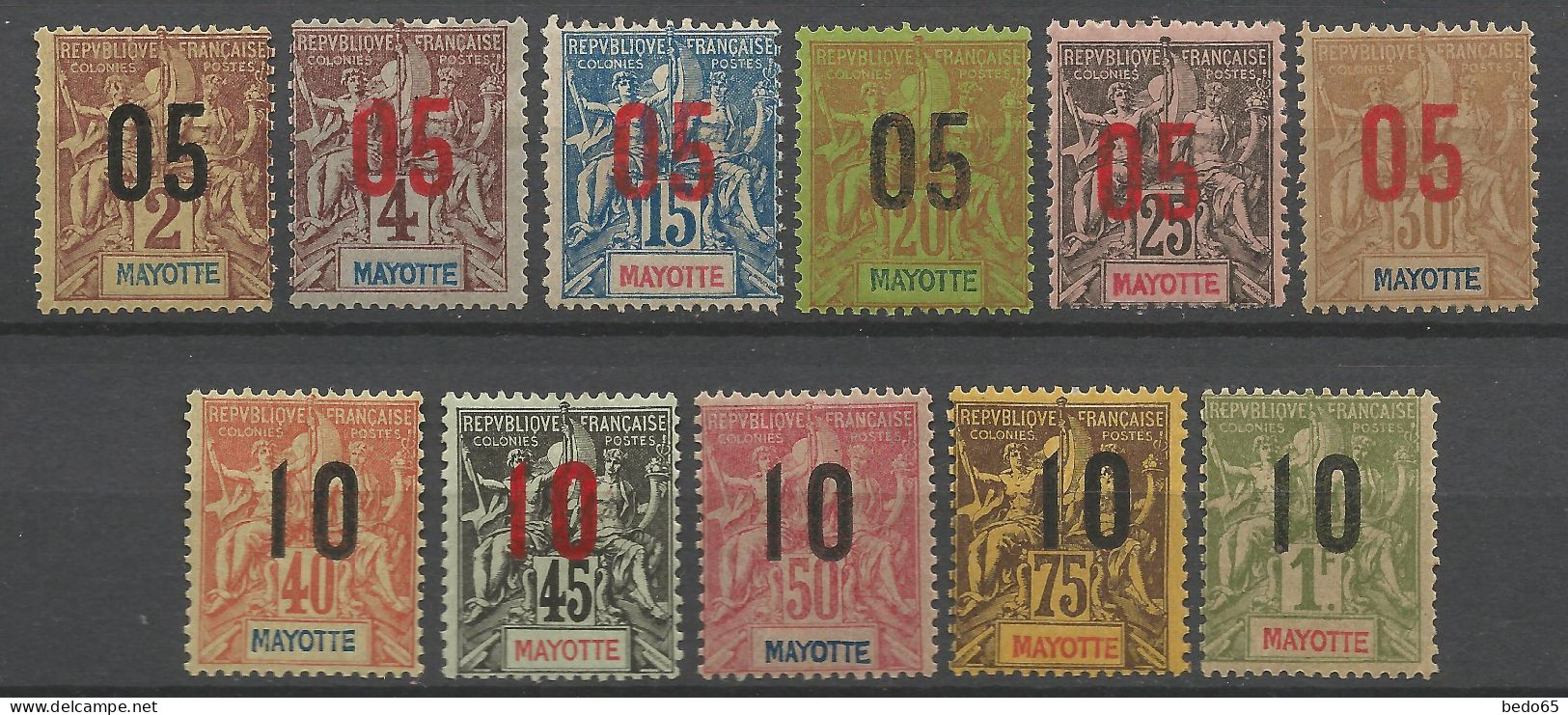 MAYOTTE  N° 21 à 31 NEUF* CHARNIERE  / Hinge  / MH - Unused Stamps