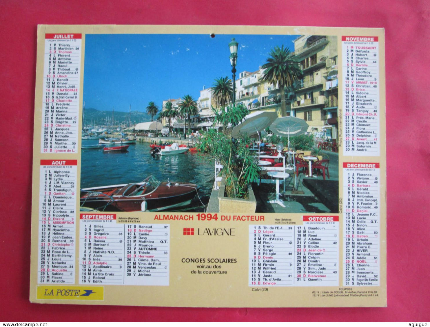 CALENDRIER ALMANACH 1994 LA CIOTAT CALVI  LAVIGNE - Grand Format : 1991-00