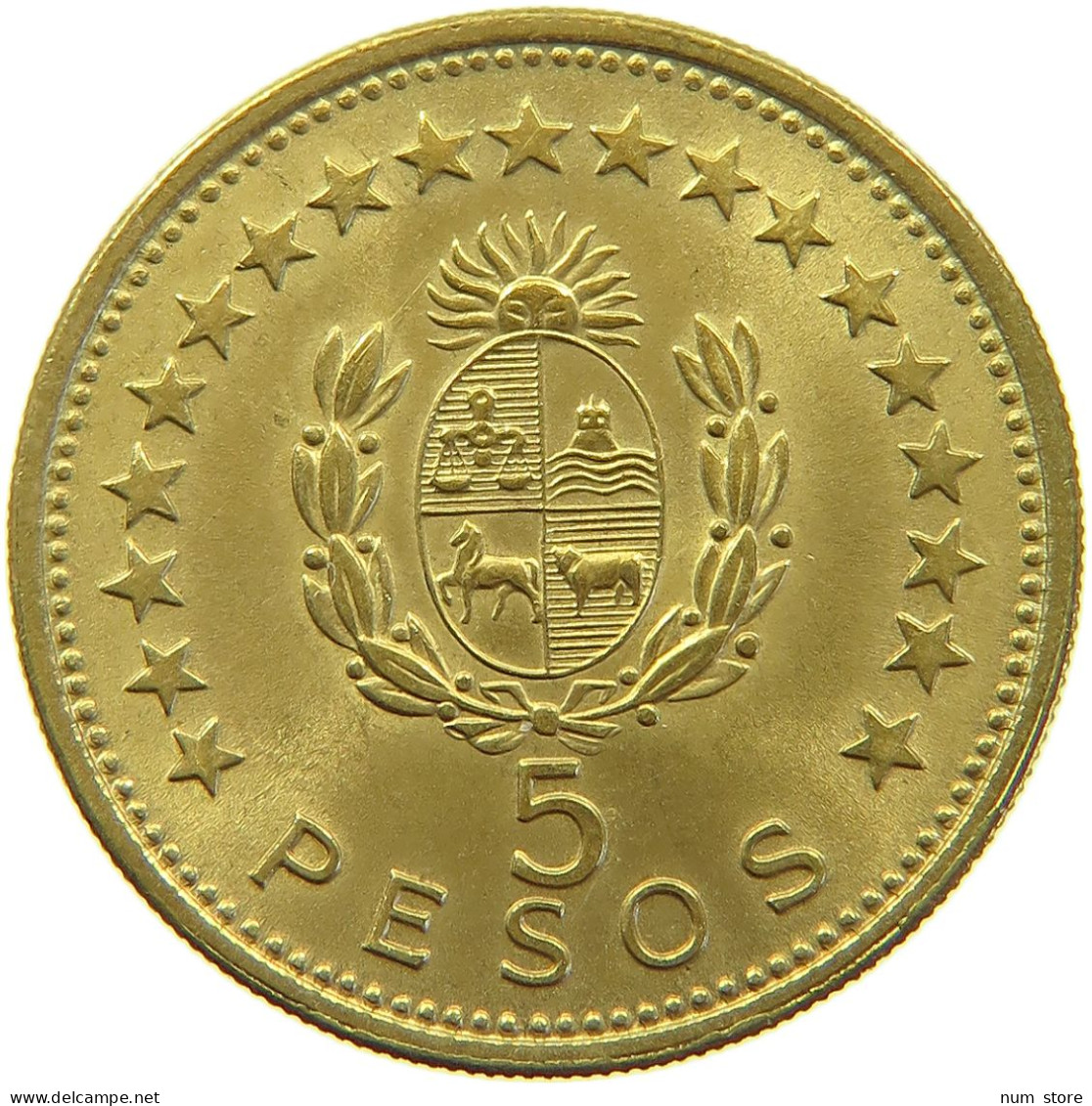 URUGUAY 5 PESOS 1965 TOP #s029 0135 - Uruguay