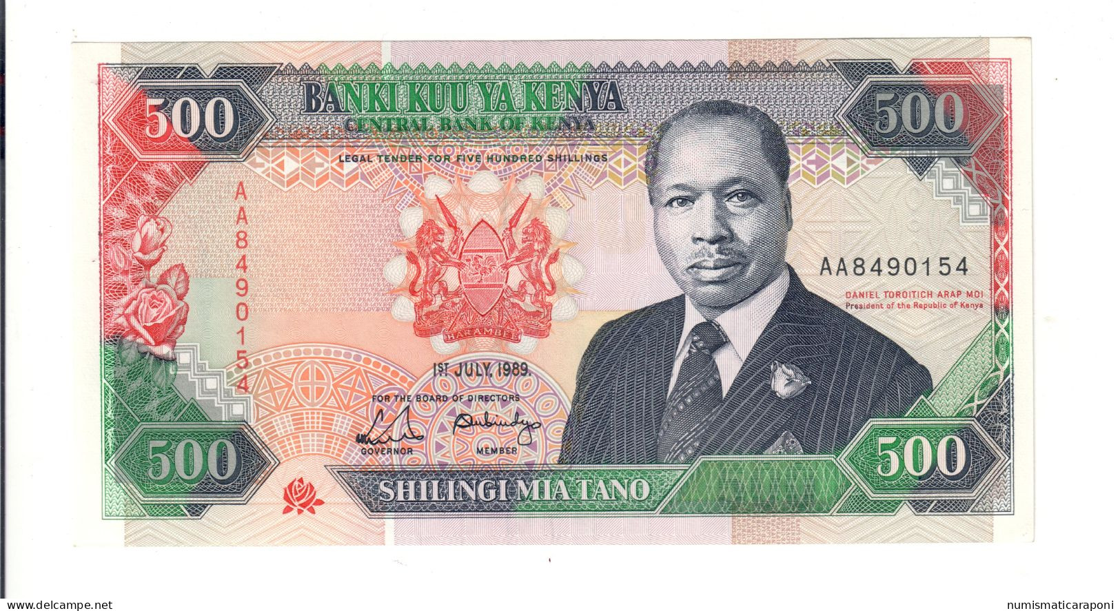 KENYA 500 SHILINGI 1989 AA Unc Fds LOTTO.707 - Kenia