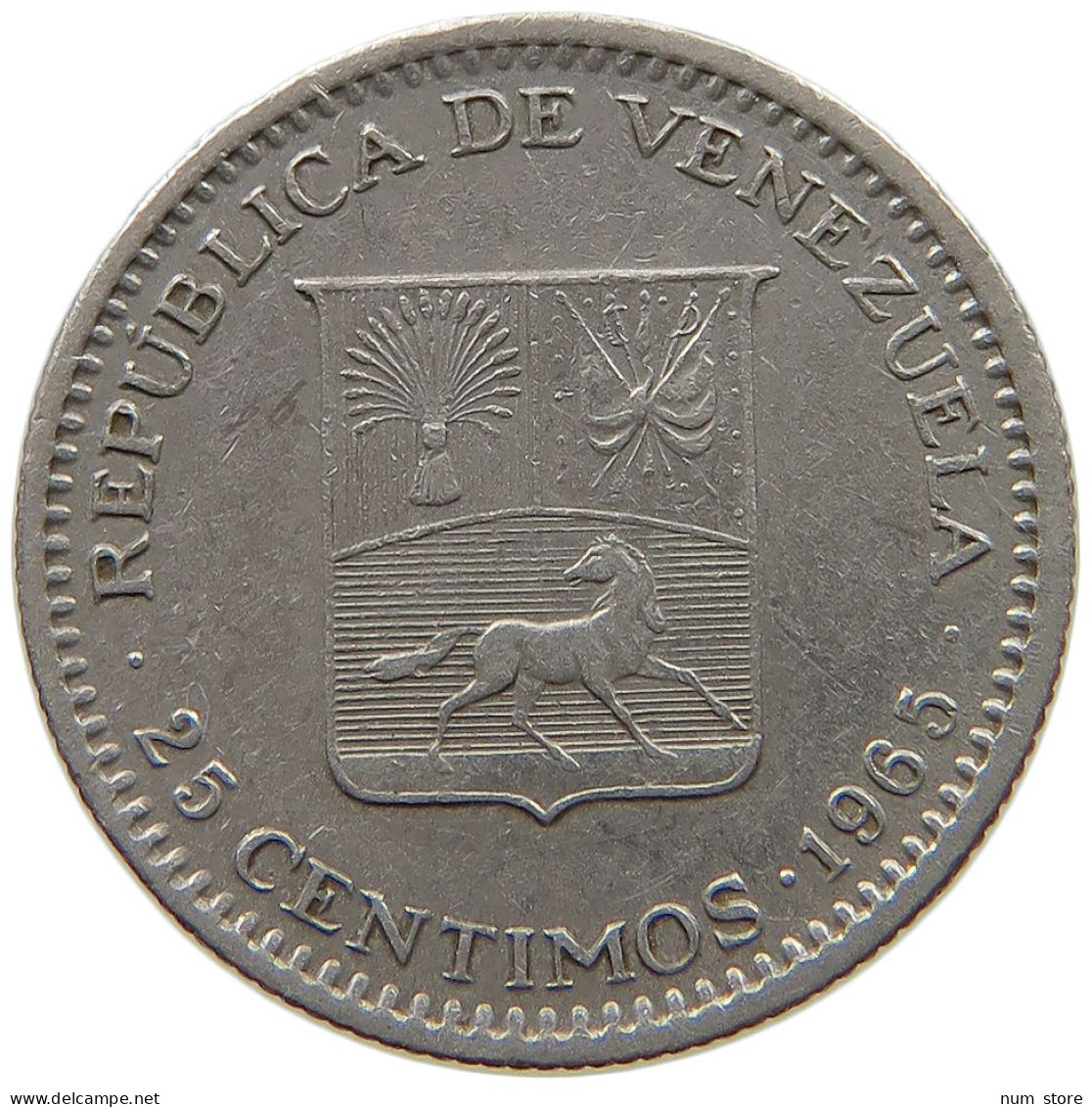 VENEZUELA 25 CENTIMOS 1965 #s055 0883 - Venezuela