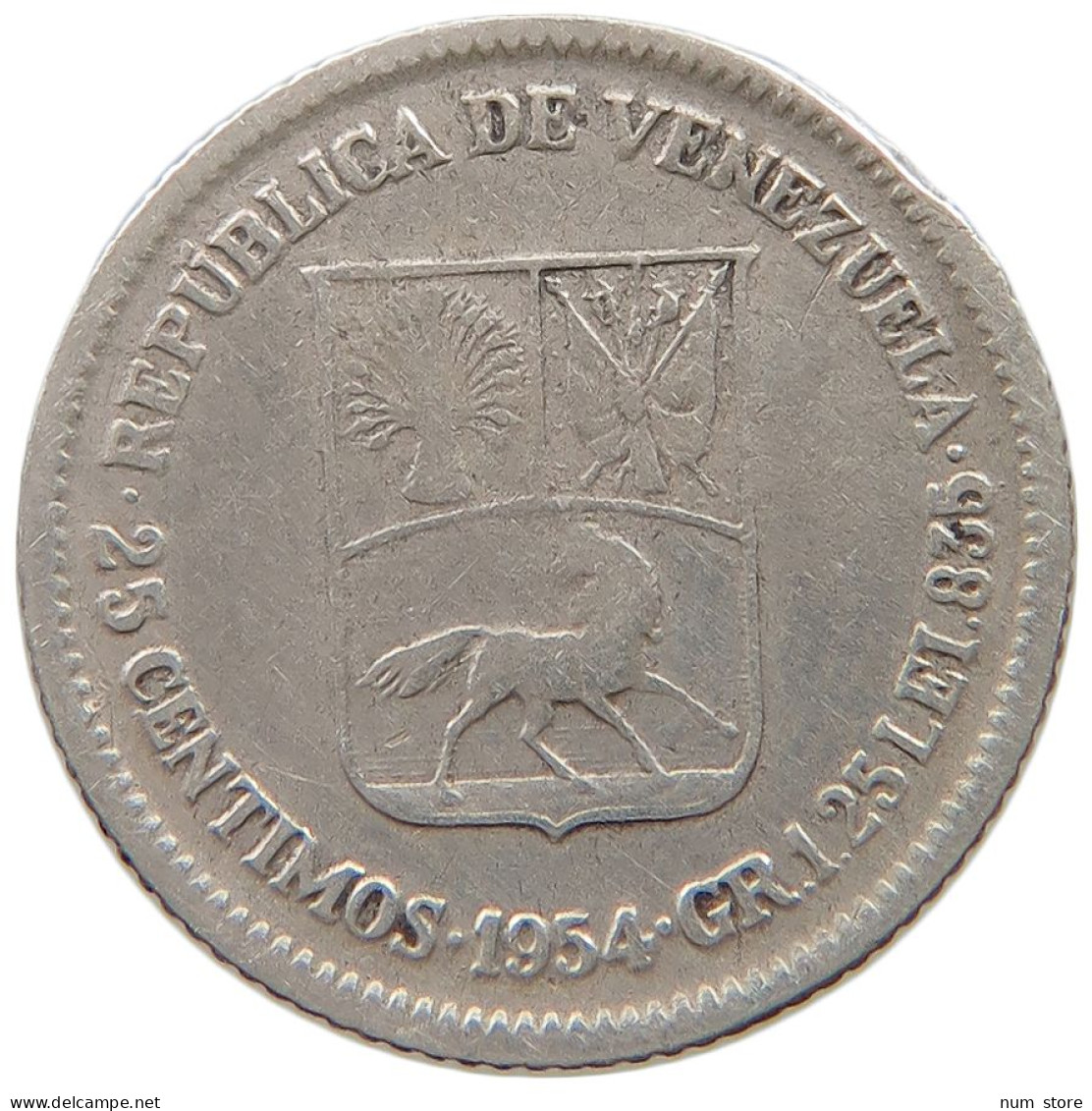 VENEZUELA 25 CENTIMES 1954 #a044 0977 - Venezuela