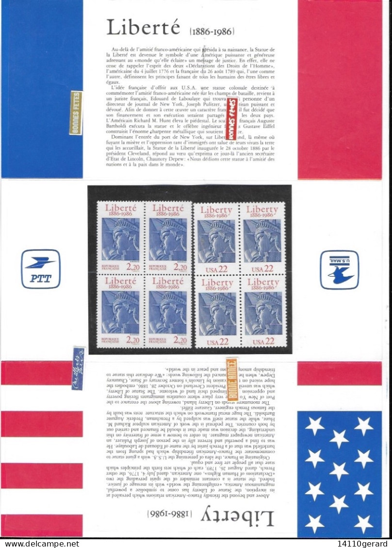 LIBERTÉ 1886-1986 - Joint Issues