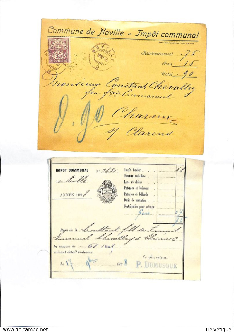 Impôt Foncier Communal Noville 1898 Chevalley Charnex Chernex - Suiza
