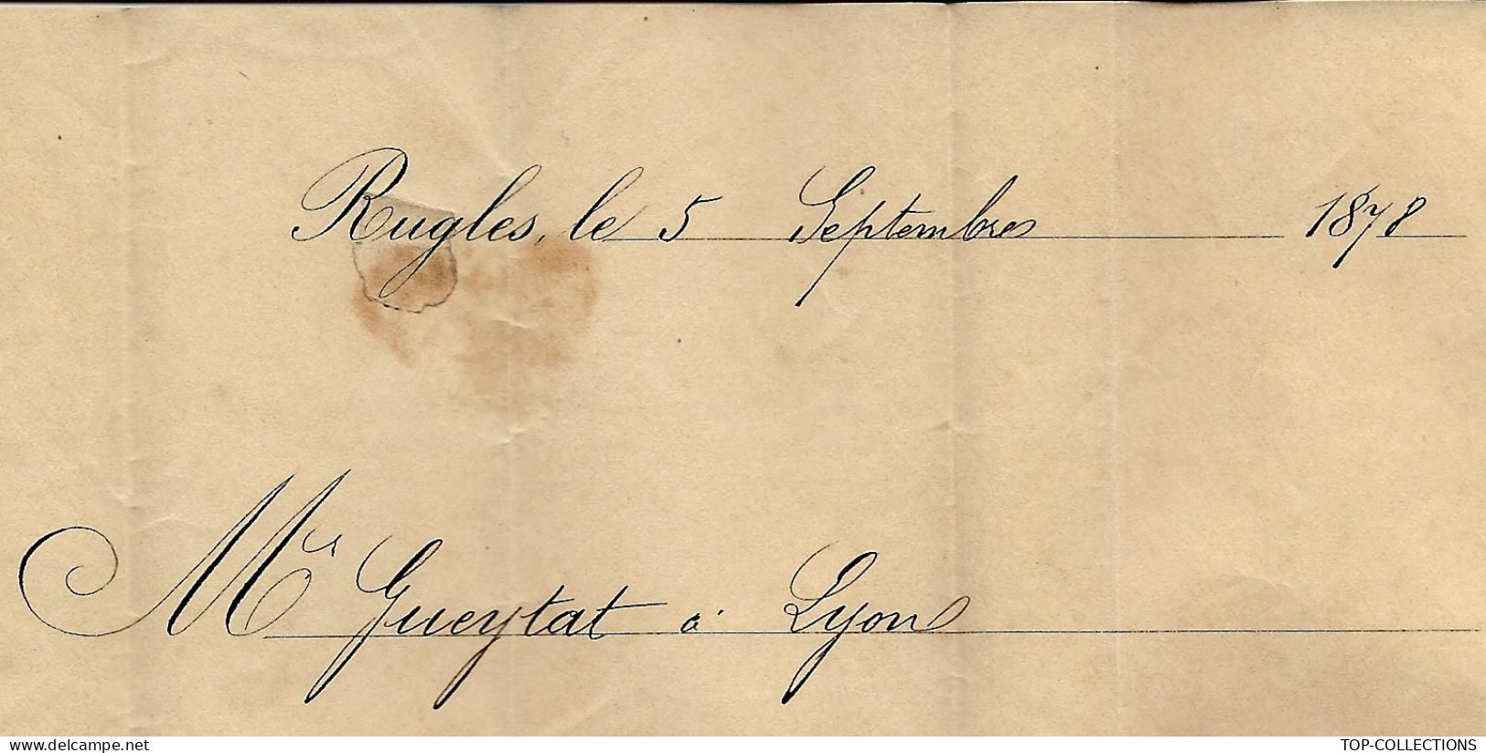 1878  De Rugles  (Eure)      Maquis Fils & Freres épinglerie  Pour Lyon Gueytat   V.SCANS - 1877-1920: Semi-moderne Periode