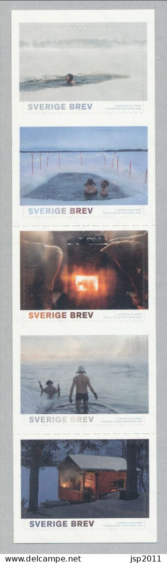 Sweden 2023. Facit # 3512-3516. Saunas And Winter Swimming. 5-strip From Booklet. MNH(**) - Ongebruikt