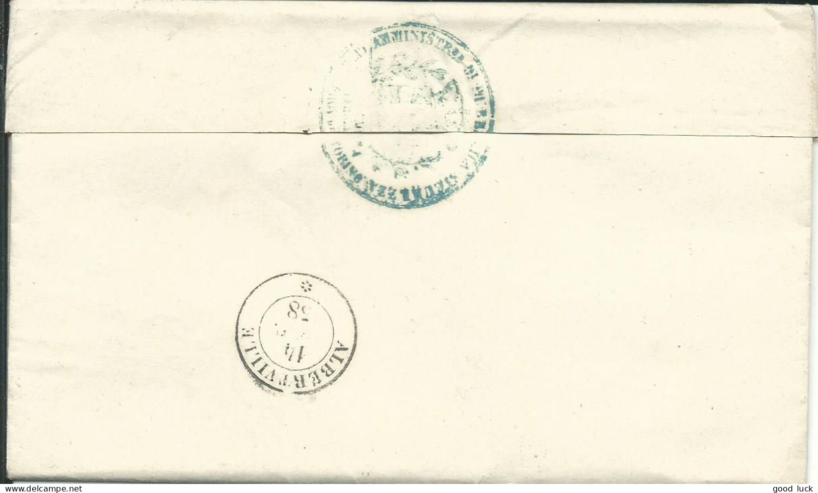 ITALIE TURIN EN FRANCHISE + MARQUE LINEAIRE PARAPHEE DU MAIRE POUR ALBERTVILLE ( SAVOIE ) DE 1858  LETTRE COVER - Sardegna