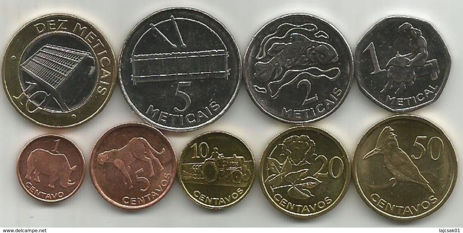 Mozambique 2006. Set Of 9 Coins : 1,5,10 ,20 ,50 Centavos, 1 ,2,5,10 Meticals High Grade KM#132/140 - Mozambique