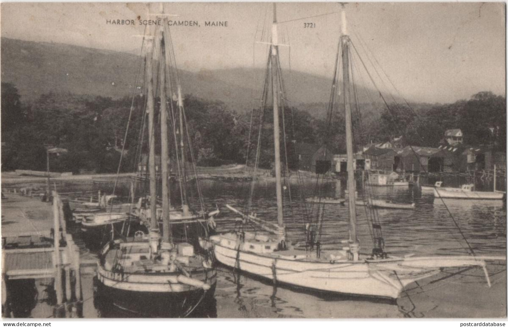 Camden, Maine - Harbor Scene - & Boat - Camden