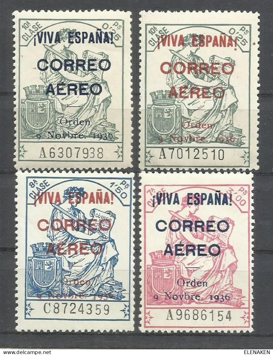 5788- MNH** SERIE COMPLETA ESPAÑA 1937 ,YVERT 75,00€. LOCALES BURGOS AEREOS Nº162,162A,162B,163.OTROS CATALOGOS 125,00€. - Unused Stamps