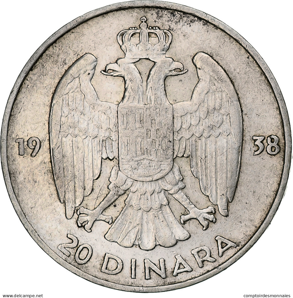 Monnaie, Yougoslavie, Petar II, 20 Dinara, 1938, TTB, Argent, KM:23 - Yougoslavie