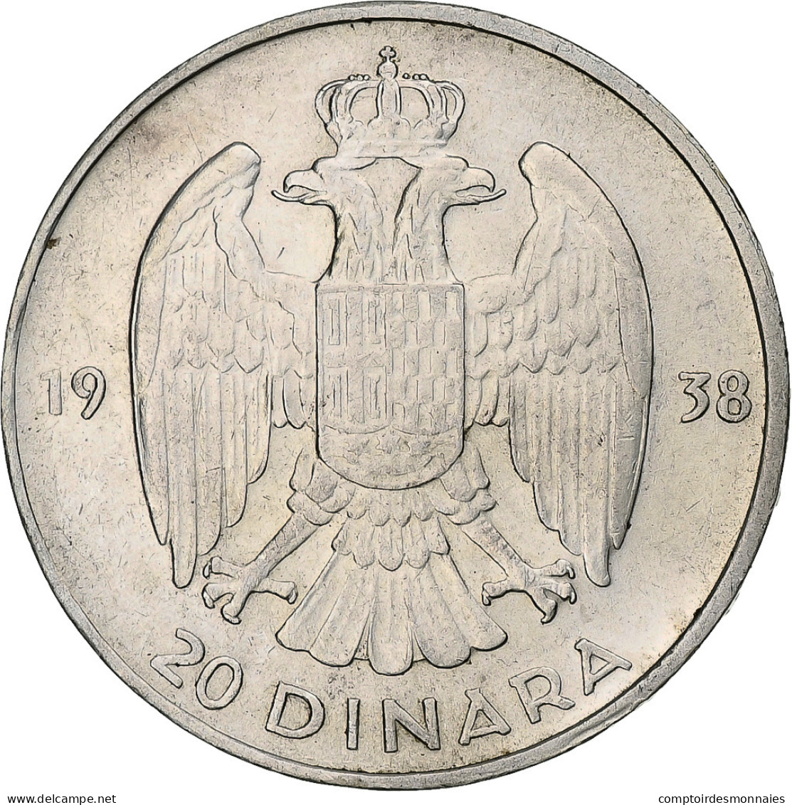 Monnaie, Yougoslavie, Petar II, 20 Dinara, 1938, TTB, Argent, KM:23 - Yougoslavie