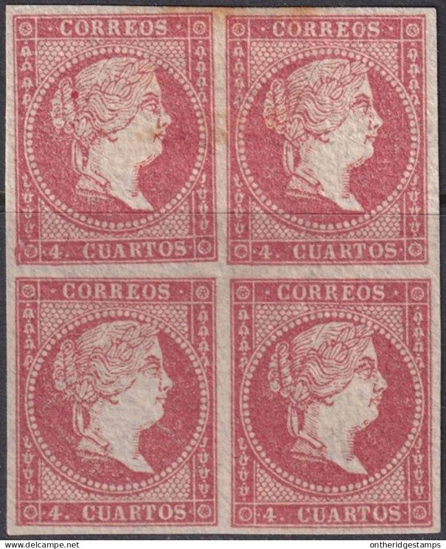 Spain 1855 Sc 41 España Ed 44 Block MNG(*) Toning Spots At Top - Ungebraucht