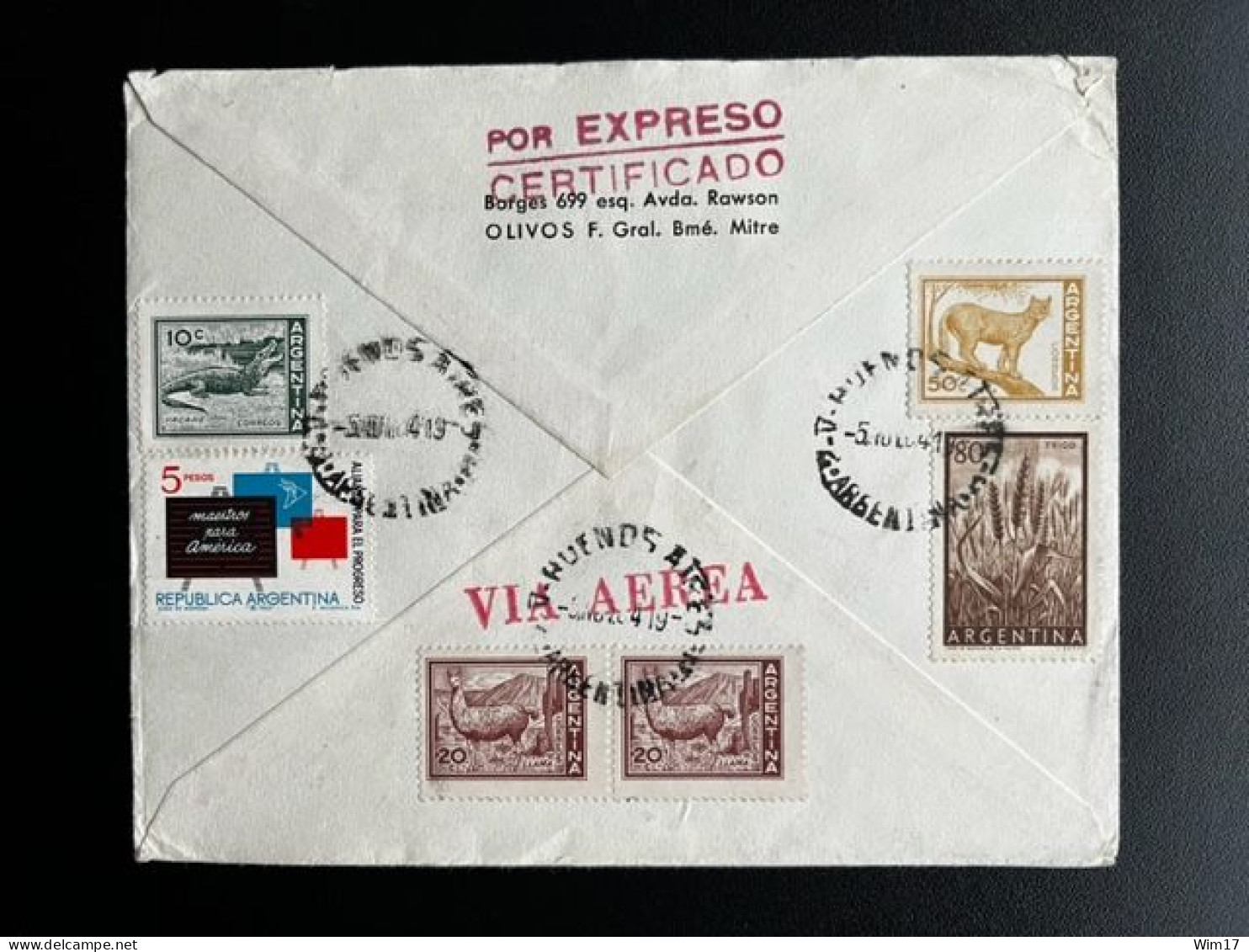 ARGENTINA 1964 REGISTERED EXPRESS AIR MAIL LETTER BUENOS AIRES TO WINTERMOOR 05-11-1964 CERTIFICADO EXPRESO - Lettres & Documents