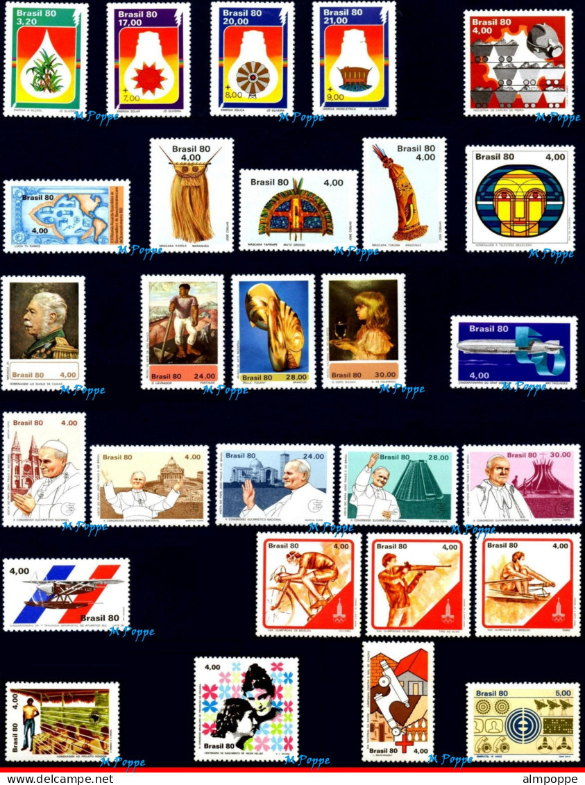 Ref. BR-Y1980-S BRAZIL 1980 - ALL COMMEMORATIVE STAMPSOF THE YEAR, ALL MNH, . 49V Sc# 1680~1726 - Años Completos