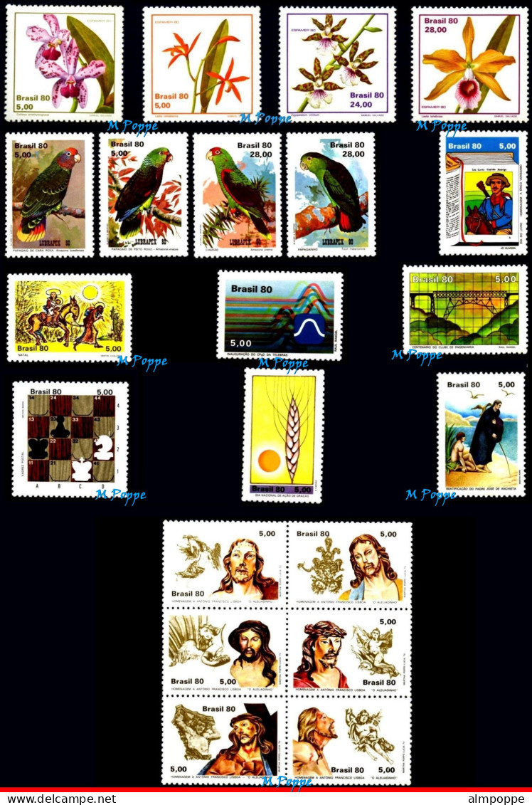 Ref. BR-Y1980-S BRAZIL 1980 - ALL COMMEMORATIVE STAMPSOF THE YEAR, ALL MNH, . 49V Sc# 1680~1726 - Annate Complete