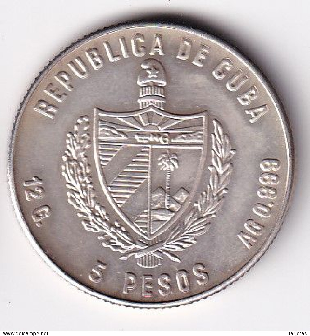MONEDA DE PLATA DE CUBA DE 5 PESOS DEL AÑO 1982 DE DON QUIJOTE DE LA MANCHA - Kuba